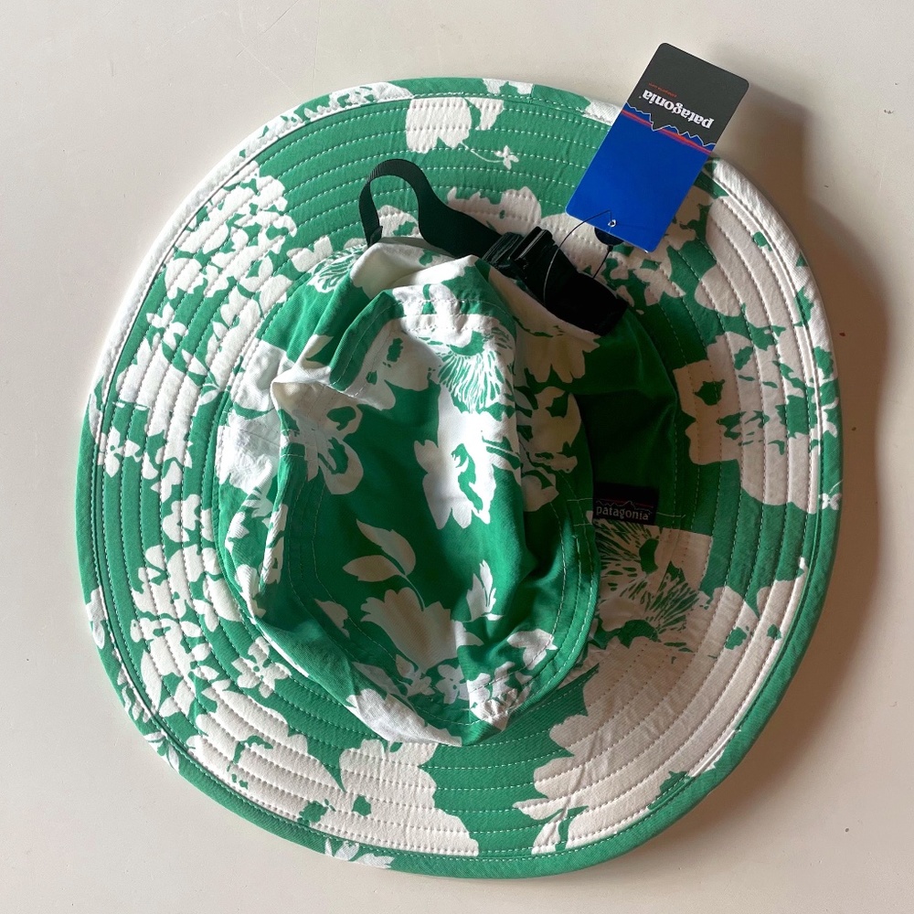 Patagonia Kid's Trim Brim Bucket Hat Green/floral